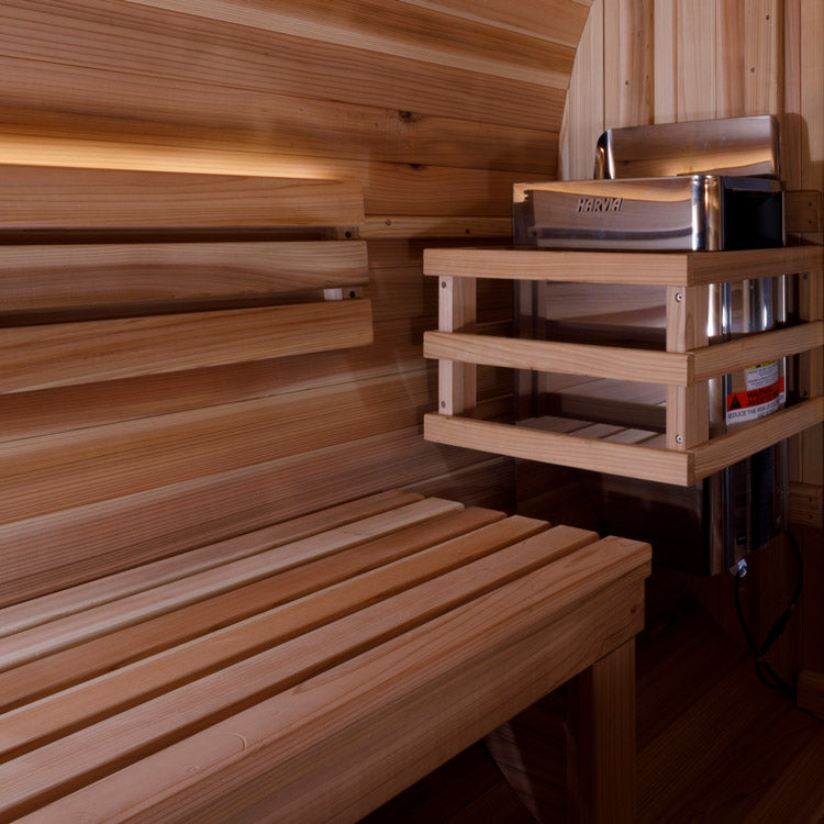 Golden Designs "Zurich" 4 Person Barrel with Bronze Privacy View - Traditional Steam Sauna -  Pacific Cedar