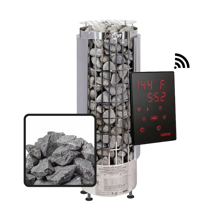 Harvia Cilindro Half Series Electric Heater Package w/ Digital Controller and Wifi and Stones