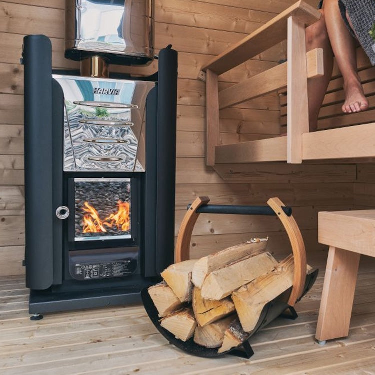 Harvia PRO 36 31kW Wood Burning Stove Package w/ Chimney Kit, Protective Bedding, Sheath, Stones