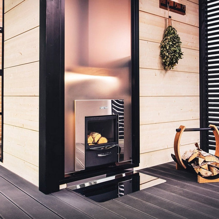 Harvia Legend 300 Duo 23.5kW Wood Burning Stove Package w/ Chimney Kit, Rock Cage, Protective Bedding, Protective Sheath, Stones