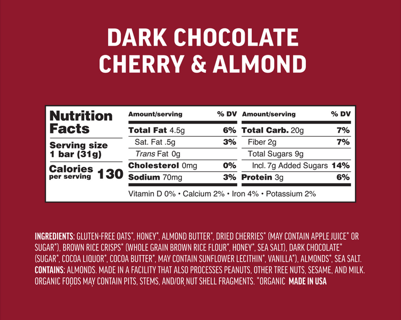 Kate's Real Food Dark Chocolate Cherry & Almond Mini Bar