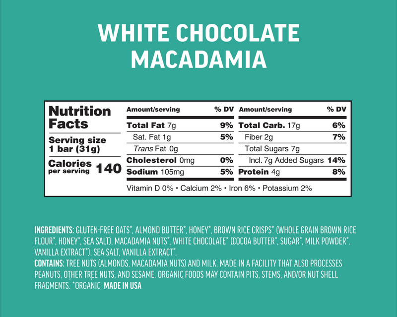 Kate's Real Food White Chocolate Macadamia Mini Bar