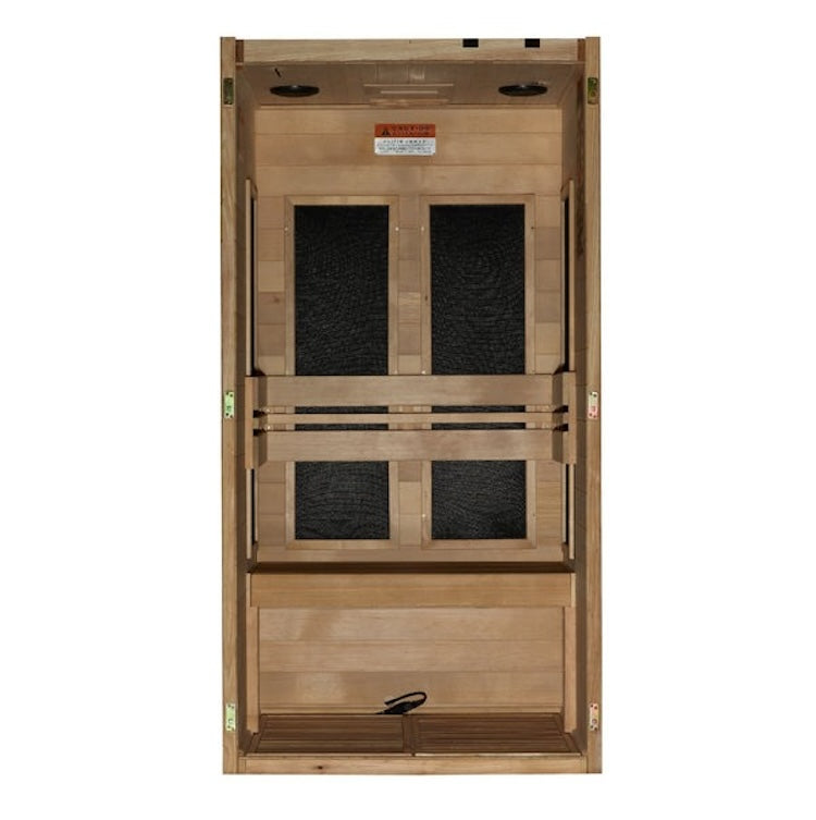 Maxxus S-Line Yoga 1-Person Ultra Low EMF FAR Infrared Sauna - Canadian Hemlock