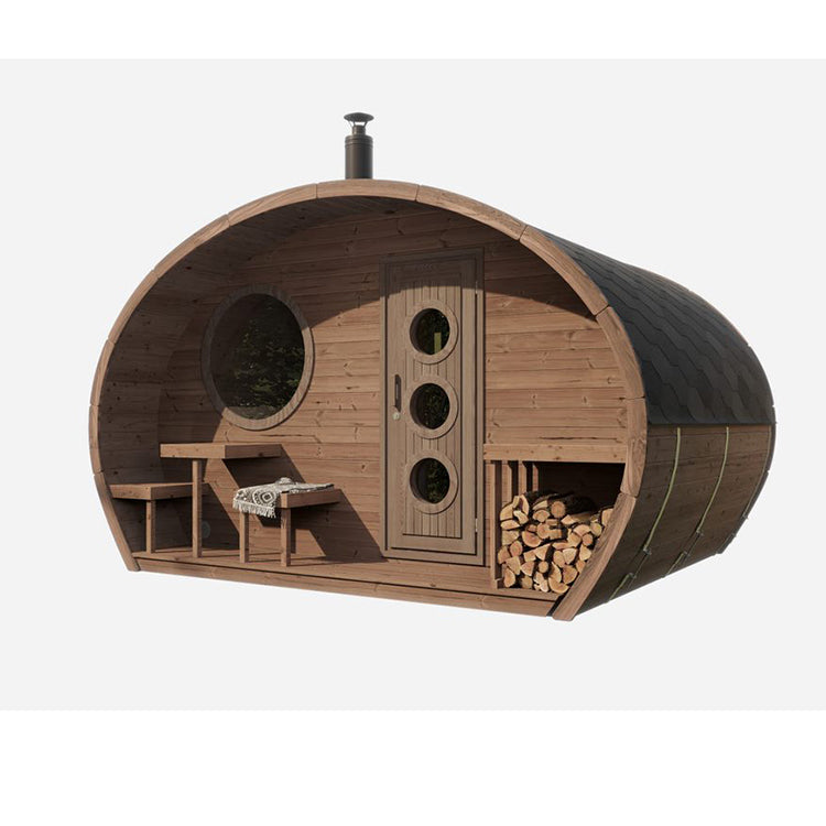 SaunaLife 8-Person G11 Outdoor Traditional Barrel Sauna with