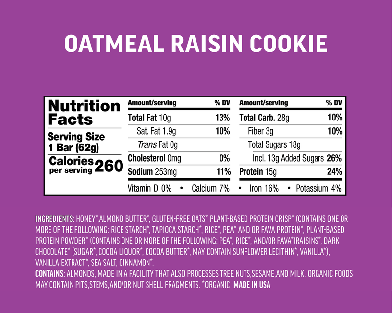Kate's Real Food Oatmeal Raisin Cookie Protein Bar