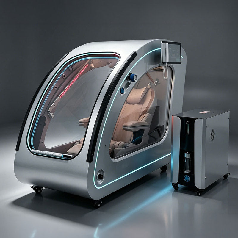 OxyRevo Space60 Pro standing alongside its all-in-one operating unit