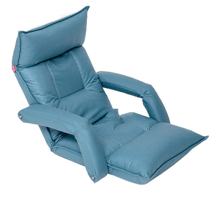 Blue adjustable folding recliner chair standing upright on its own, supplied with the OxyRevo Forward90