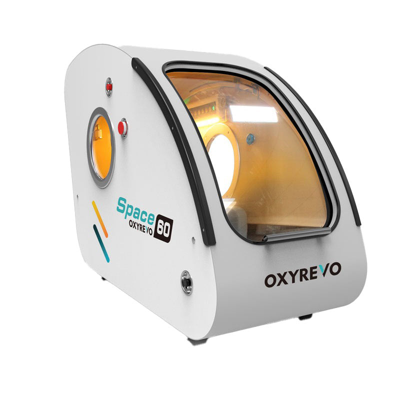 OxyRevo Space60 in white, showing the curved transparent side window and the circular front door