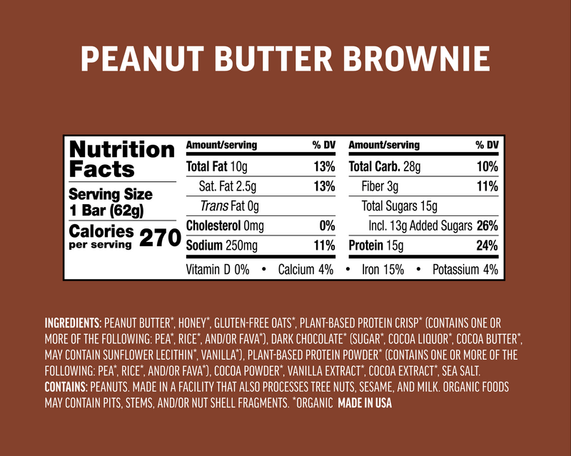 Kate's Real Food Peanut Butter Brownie Protein Bar