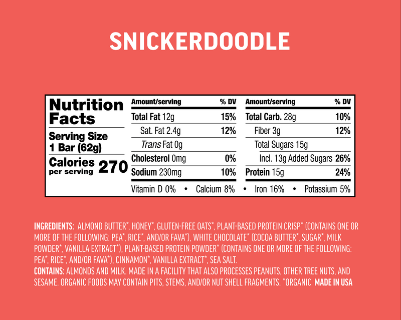Kate's Real Food Snickerdoodle Protein Bar
