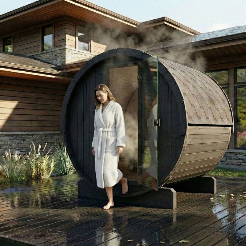 SaunaLife E7 4-Person ERGO Series Barrel Sauna