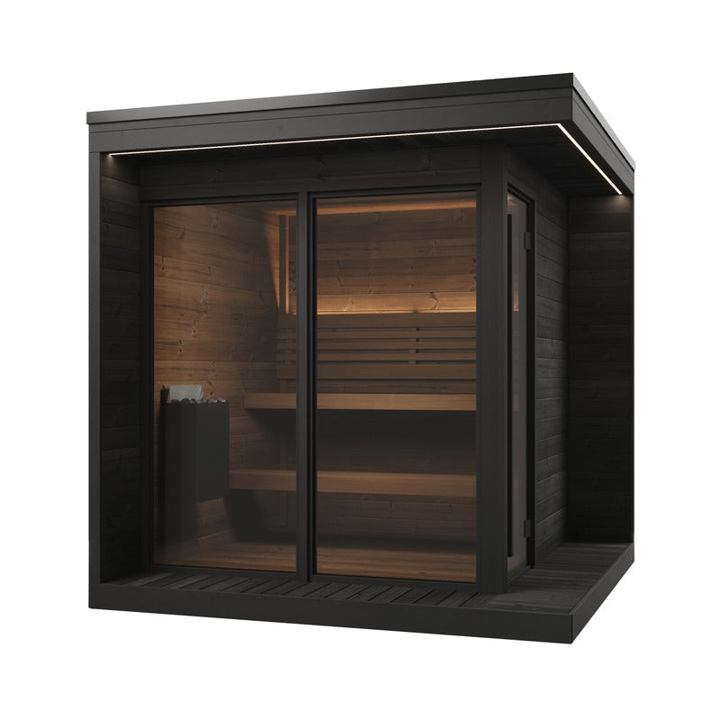 SaunaLife GL6 6-Person Glass Corner Outdoor Traditional Sauna