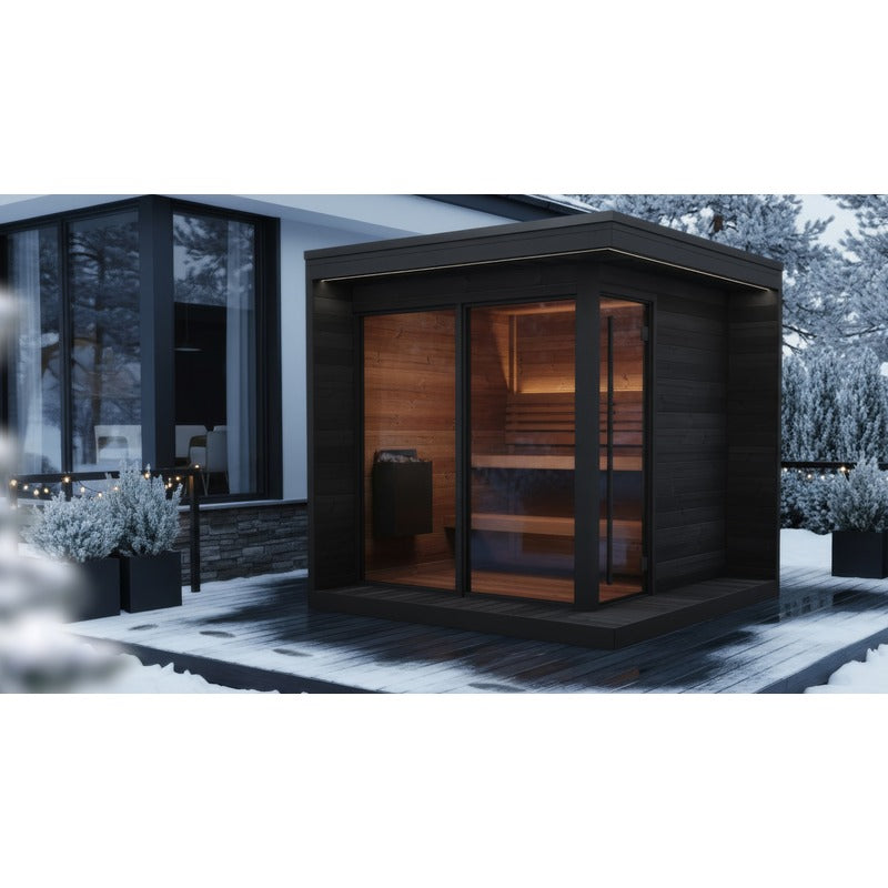SaunaLife GL6 6-Person Glass Corner Outdoor Traditional Sauna