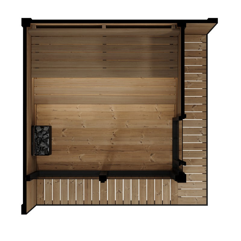 SaunaLife GL6 6-Person Glass Corner Outdoor Traditional Sauna