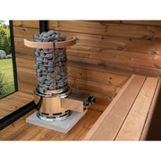 Heater with tank on white, black hose, dials forward