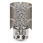Heater with shield on white, three-quarter