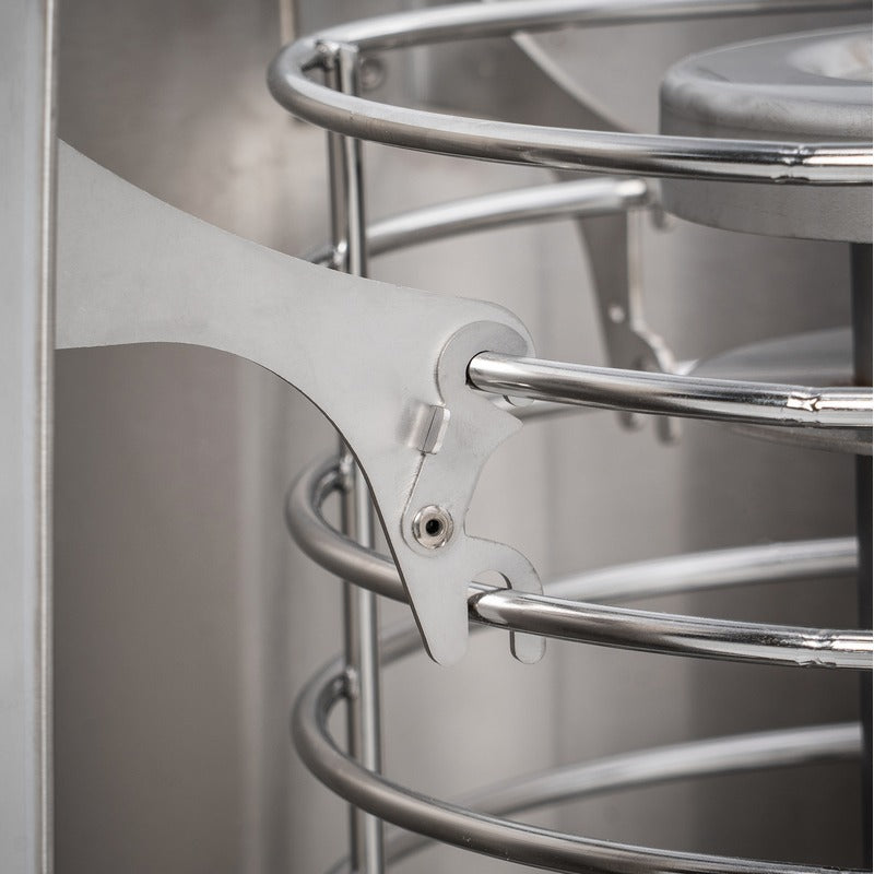 Heater with shield on white, showing the standoff fins