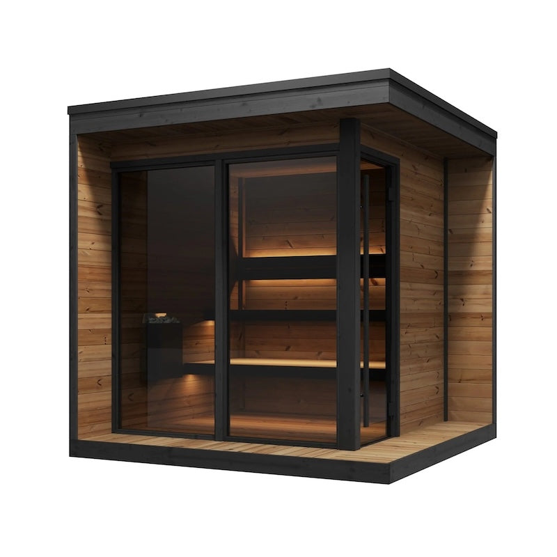 SaunaLife 6 Person GL6 Glass Corner Outdoor Traditional Sauna