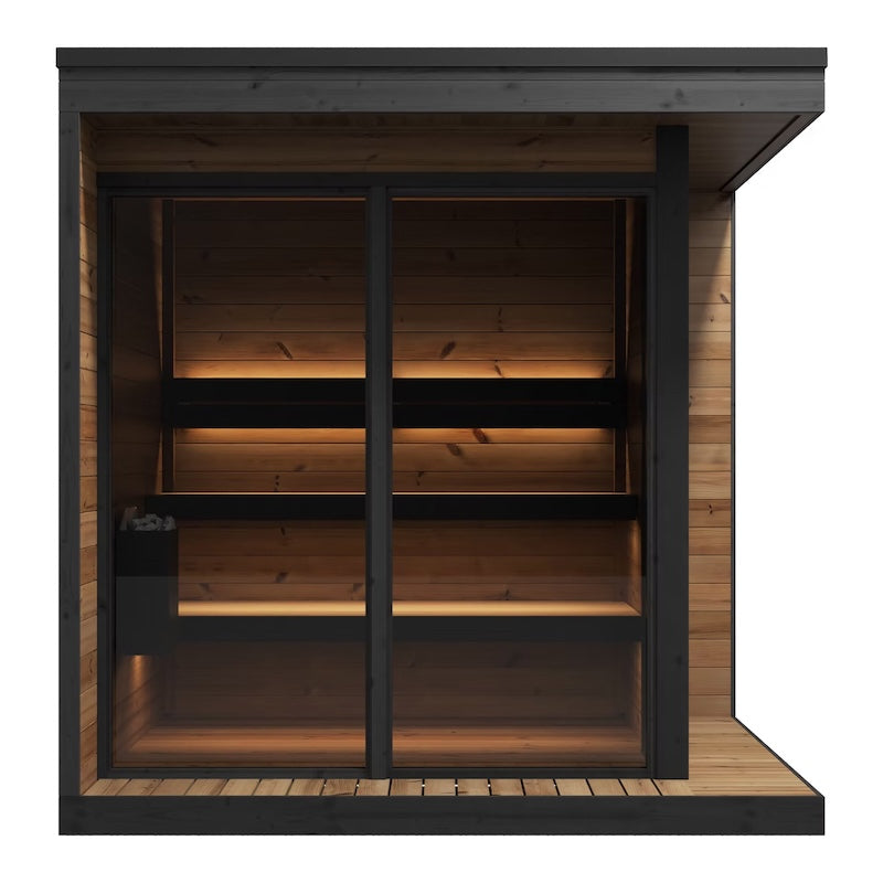 SaunaLife 6 Person GL6 Glass Corner Outdoor Traditional Sauna