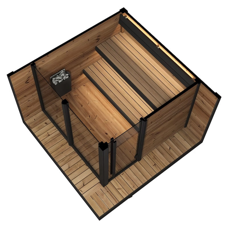 SaunaLife 6 Person GL6 Glass Corner Outdoor Traditional Sauna