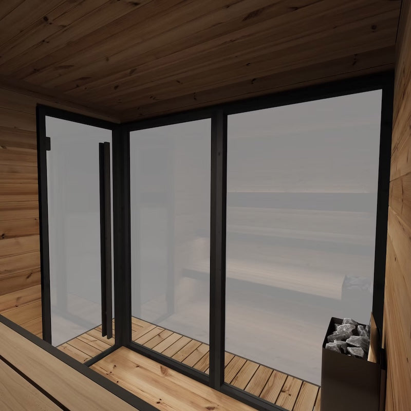 SaunaLife 6 Person GL6 Glass Corner Outdoor Traditional Sauna