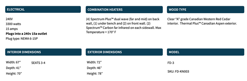 Finnmark FD-3 3-4-Person Full Spectrum Indoor Infrared Sauna