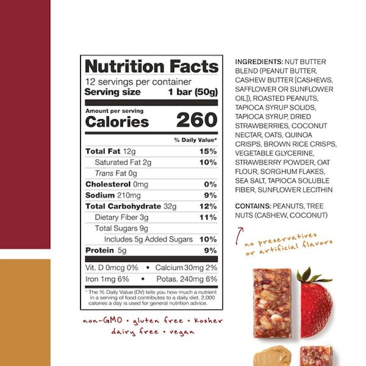 Skratch Labs Peanut Butter and Strawberries Energy Bar Sport Fuel - 12 Pack