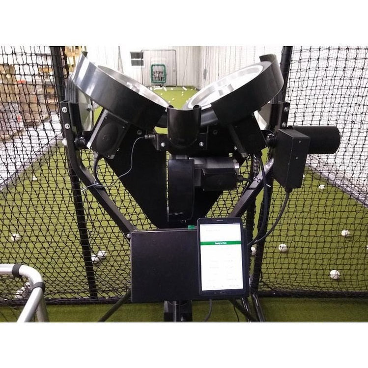 Windmill Pitching Machine Spinball iPitch Programmable 3 Wheel Pitching Machine — Recovery For ...