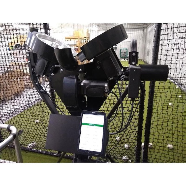 Windmill Pitching Machine Spinball iPitch Programmable 3 Wheel Pitching Machine — Recovery For ...