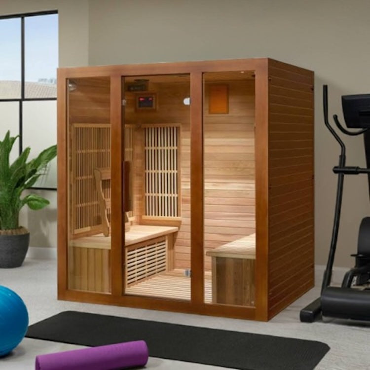 SunRay Roslyn 4 Person Cedar Infrared Sauna with Carbon Heaters & Side Bench Seating