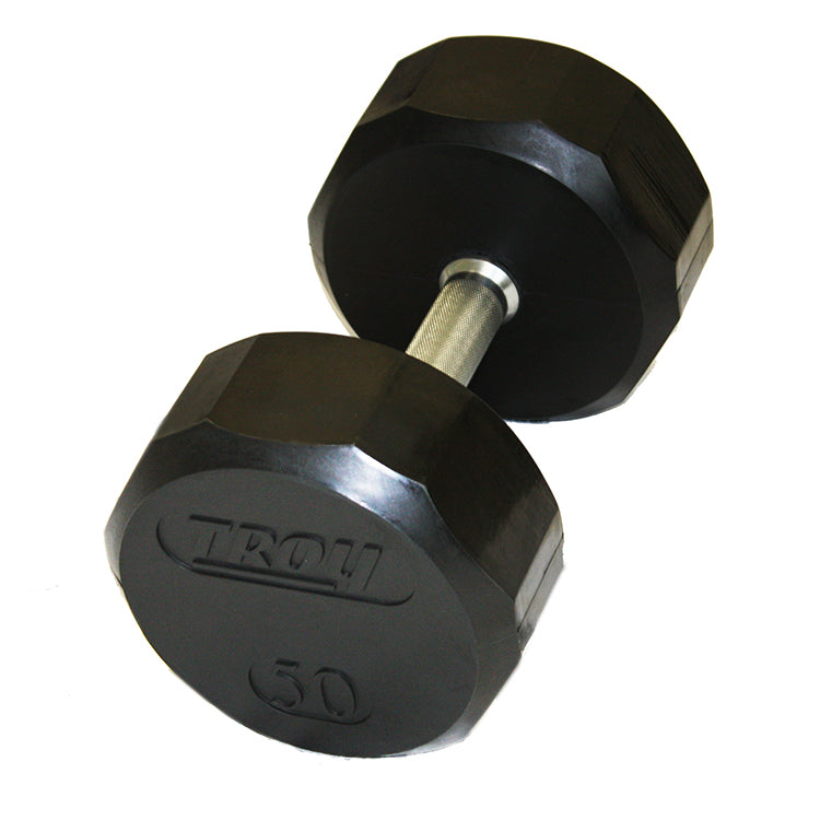 Troy Fitness 12 Sided Rubber Encased Dumbbell Set with Storage Racks