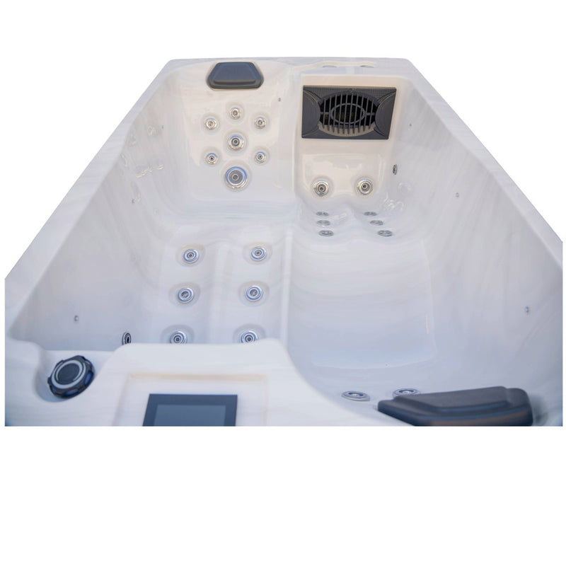 Luxury Spas Cascade 2-Person Hot Tub, jets down both lounge seats