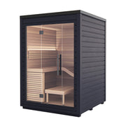 Auroom Aura outdoor sauna - three-quarter exterior view on white