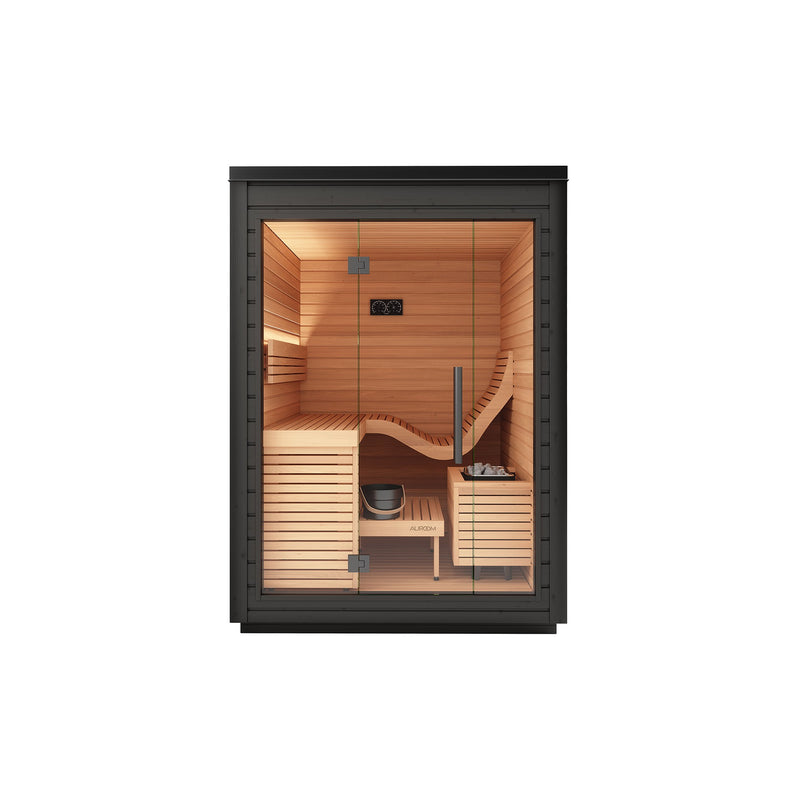 Auroom Aura outdoor sauna - front view on white