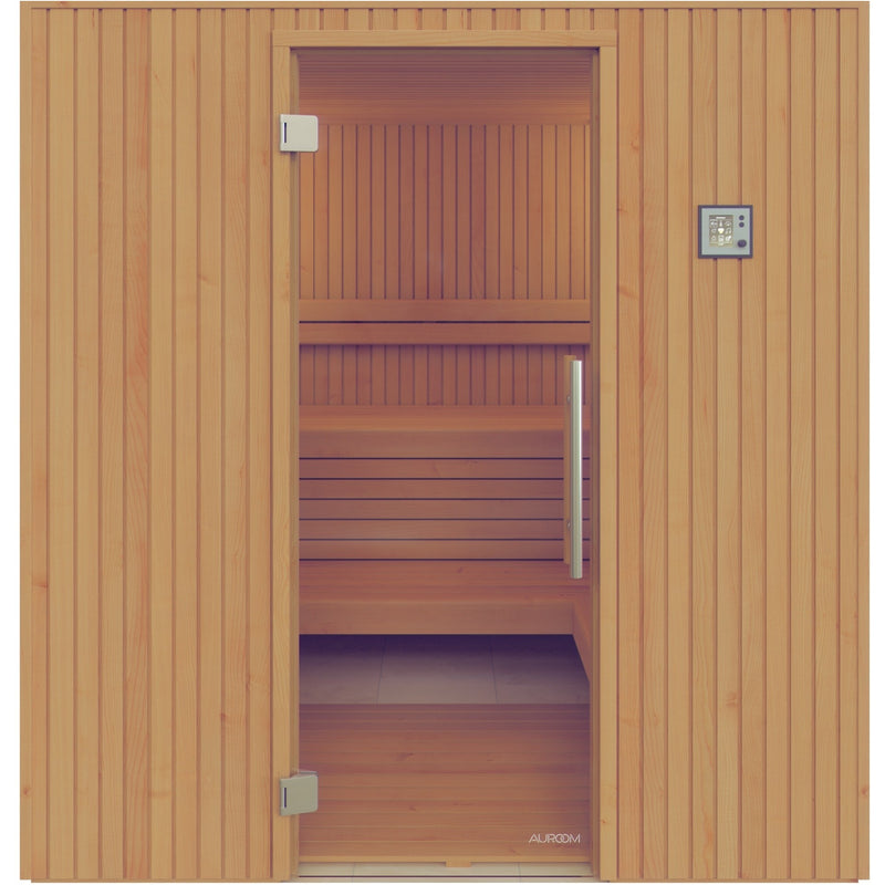 Auroom Familia indoor sauna - front view with tinted glass door