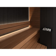 Auroom Vulcana indoor sauna, Thermo Aspen, right-hinged door - interior bench and heater with backlighting