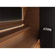 Auroom Vulcana indoor sauna, Thermo Aspen, right-hinged door - interior bench and heater with backlighting