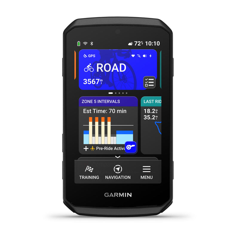 Garmin Edge 1060 bike computer with its home screen showing