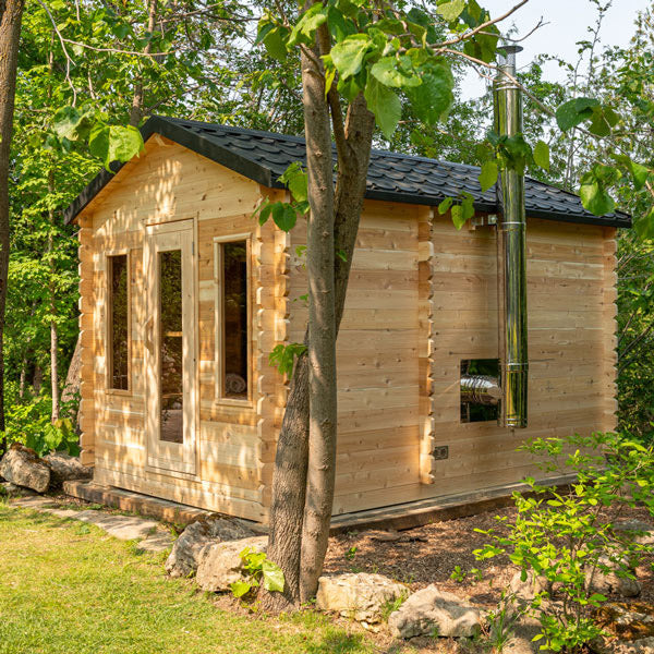 Dundalk Leisurecraft Canadian Timber 6 Person Georgian Outdoor Traditional Cabin Sauna with Changeroom