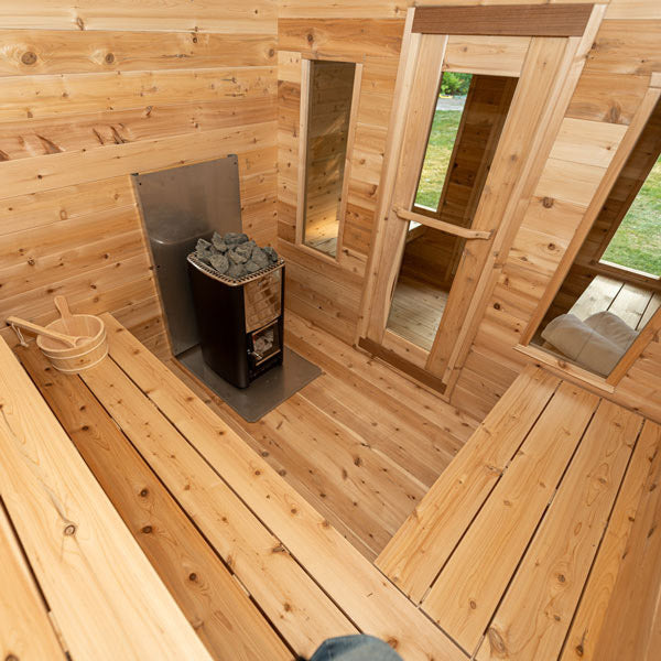 Dundalk Leisurecraft Canadian Timber 6 Person Georgian Outdoor Traditional Cabin Sauna with Changeroom