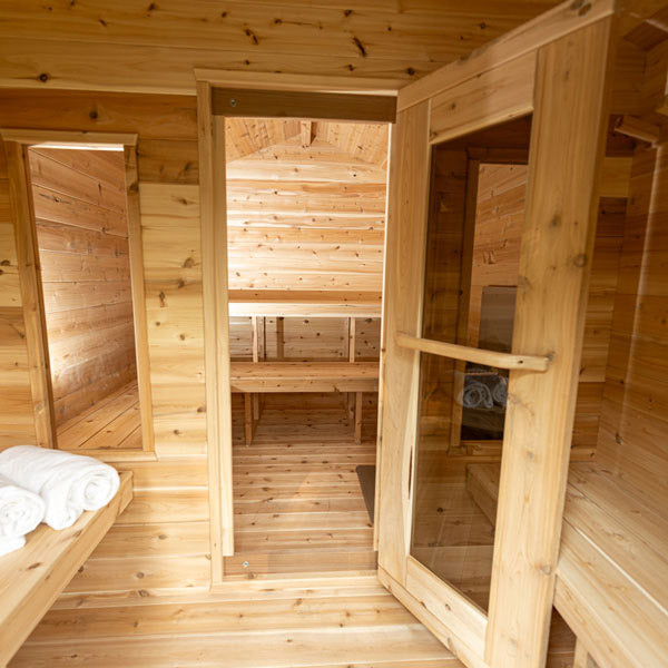 Dundalk Leisurecraft Canadian Timber 6 Person Georgian Outdoor Traditional Cabin Sauna with Changeroom