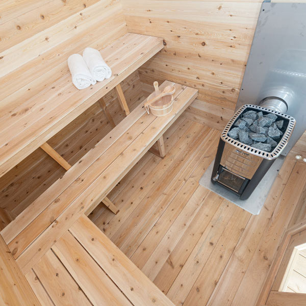 Dundalk Leisurecraft Canadian Timber 6 Person Georgian Outdoor Traditional Cabin Sauna With Porch