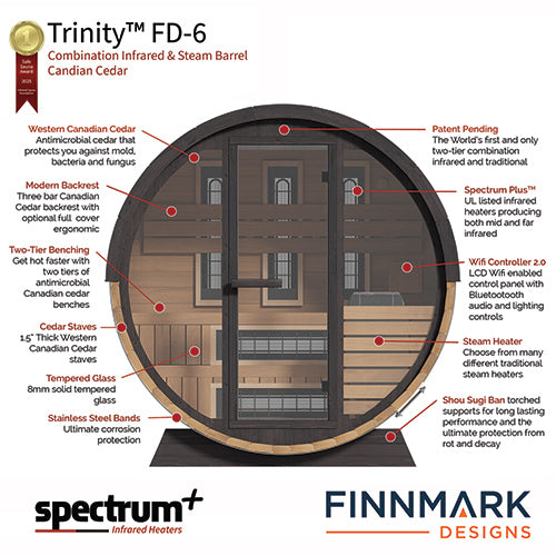 Finnmark FD-6 4-Person Thermo-Aspen Combination Outdoor Barrel Sauna