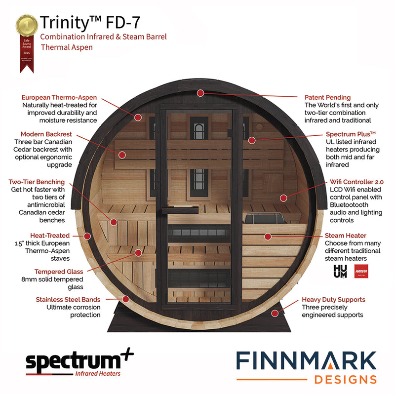 Finnmark FD-7 4-Person Thermo-Aspen Combination Outdoor Barrel Sauna