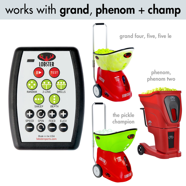 Lobster Sports Grand Tennis Ball Machine 20-Function Remote Control