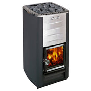 Harvia M3 Wood Burning Stove Kit w/ Chimney, Sheath, Floor Protection and Stones