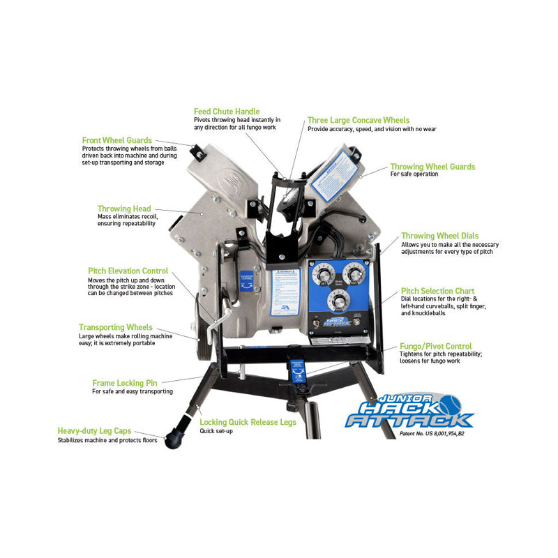 Sports Attack Junior Hack Attack Baseball Pitching Machine w/Extended Legs
