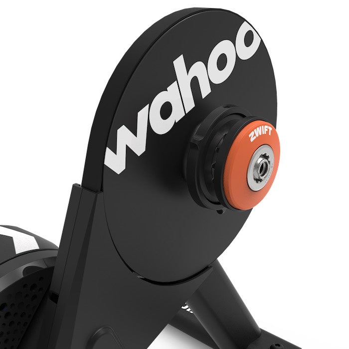 Wahoo KICKR CORE 2 Zwift, orange Wahoo flywheel cover and Zwift Cog