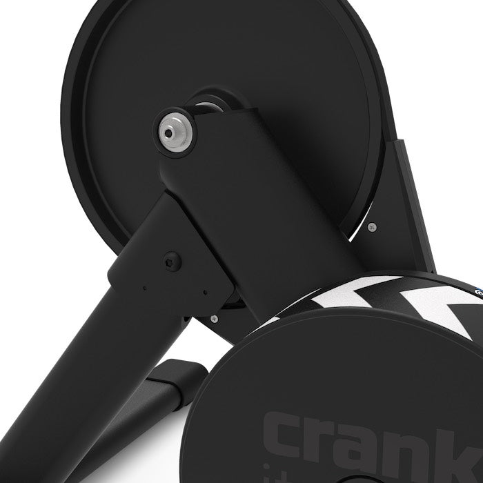 Wahoo KICKR CORE 2 Zwift, non-drive side, flywheel housing and chevron panel