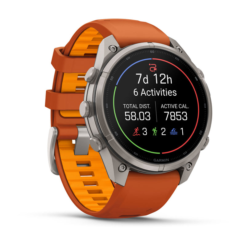 Garmin fēnix 9 Pro Multisport GPS Smartwatch — 47 mm, Titanium with Autumn Orange, left angle